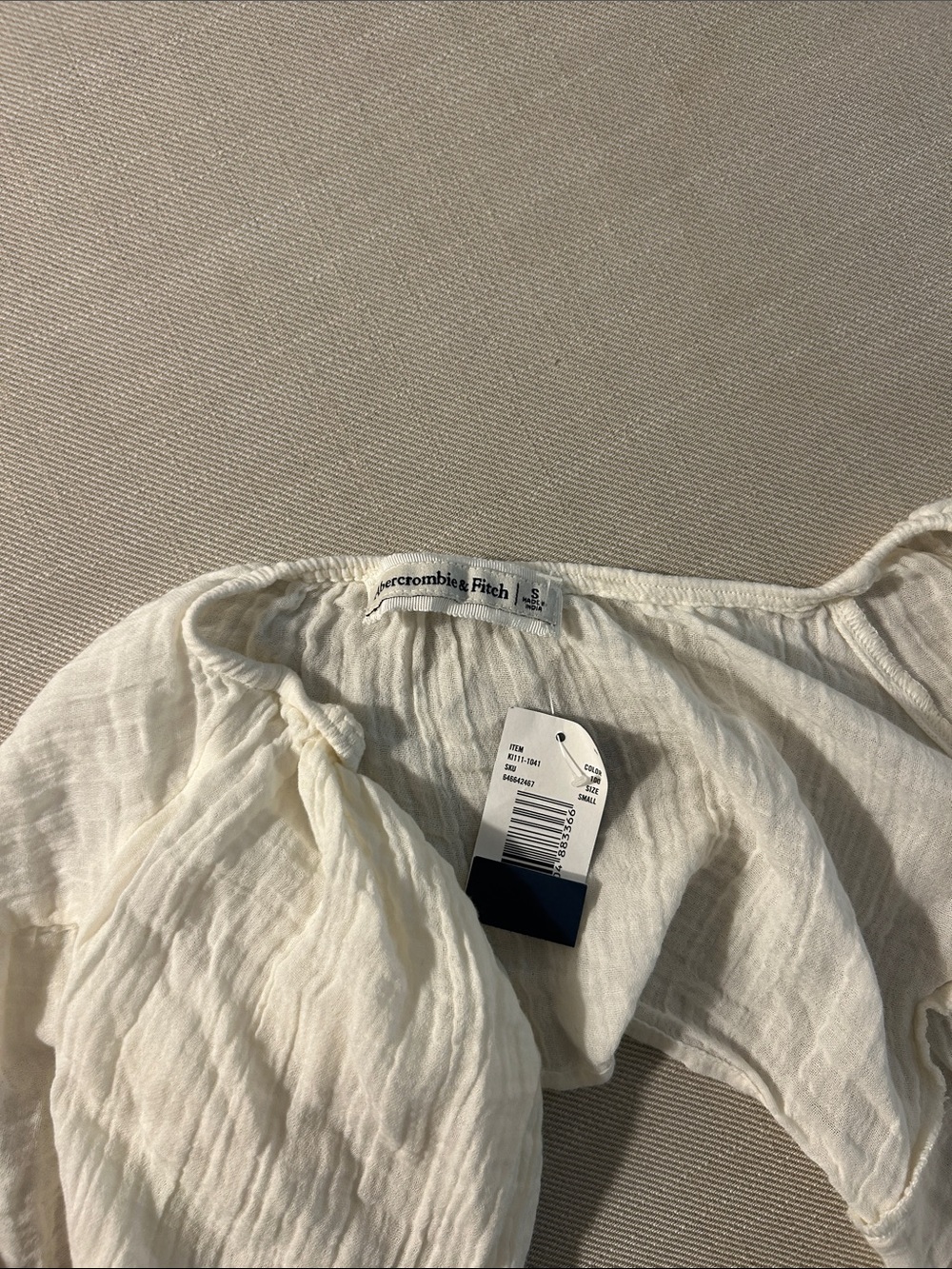 Abercrombie & Fitch Ivory Off-Shoulder Gauze Blouse
